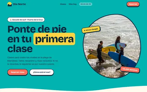 Captura del diseño fresco y divertido para Ola Norte Surf School