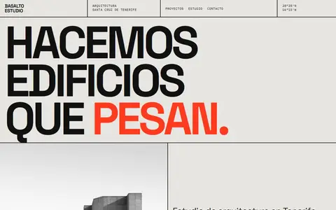 Captura del diseño brutalista para Basalto Estudio