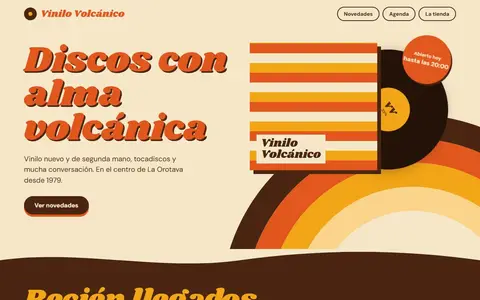 Captura del diseño retro de los 70 para Vinilo Volcánico